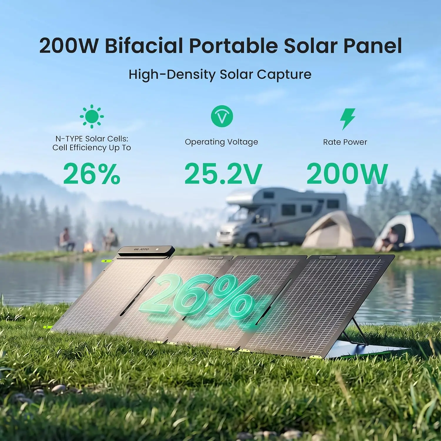 Panel Surya Portabel Bifasial  - Solar Panel 200W ulasan dan harga